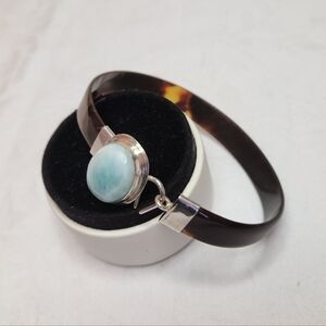 Sterling Silver Larimar Shell Bracelet
